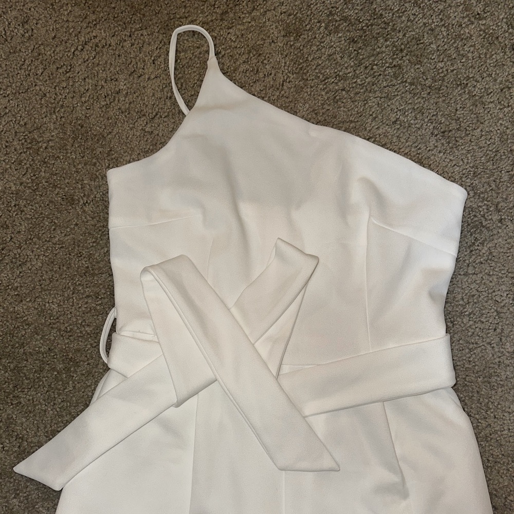 Women's One Shoulder Sleeveless Tie Waist Backless Casual Wide Leg Jumpsuit